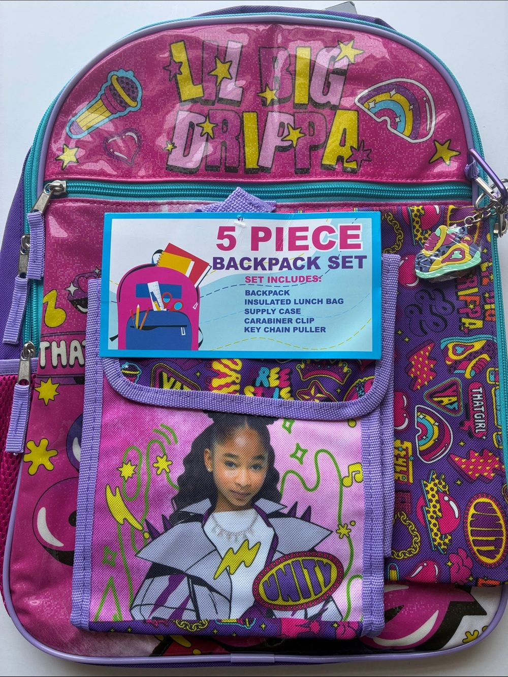 That Girl LayLay "Lil Big Drippa" Kids 5-Piece Pink Backpack Set